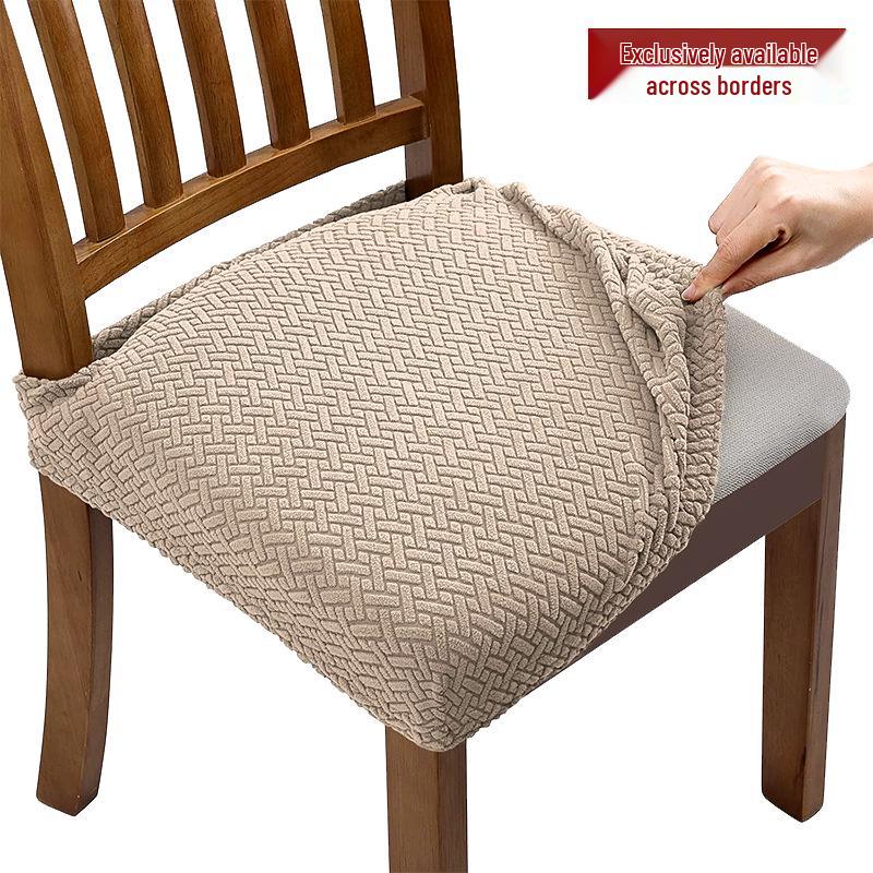 Elastic Solid Color Stretch Jacquard Chair Cushion Cover for Dining Chairs