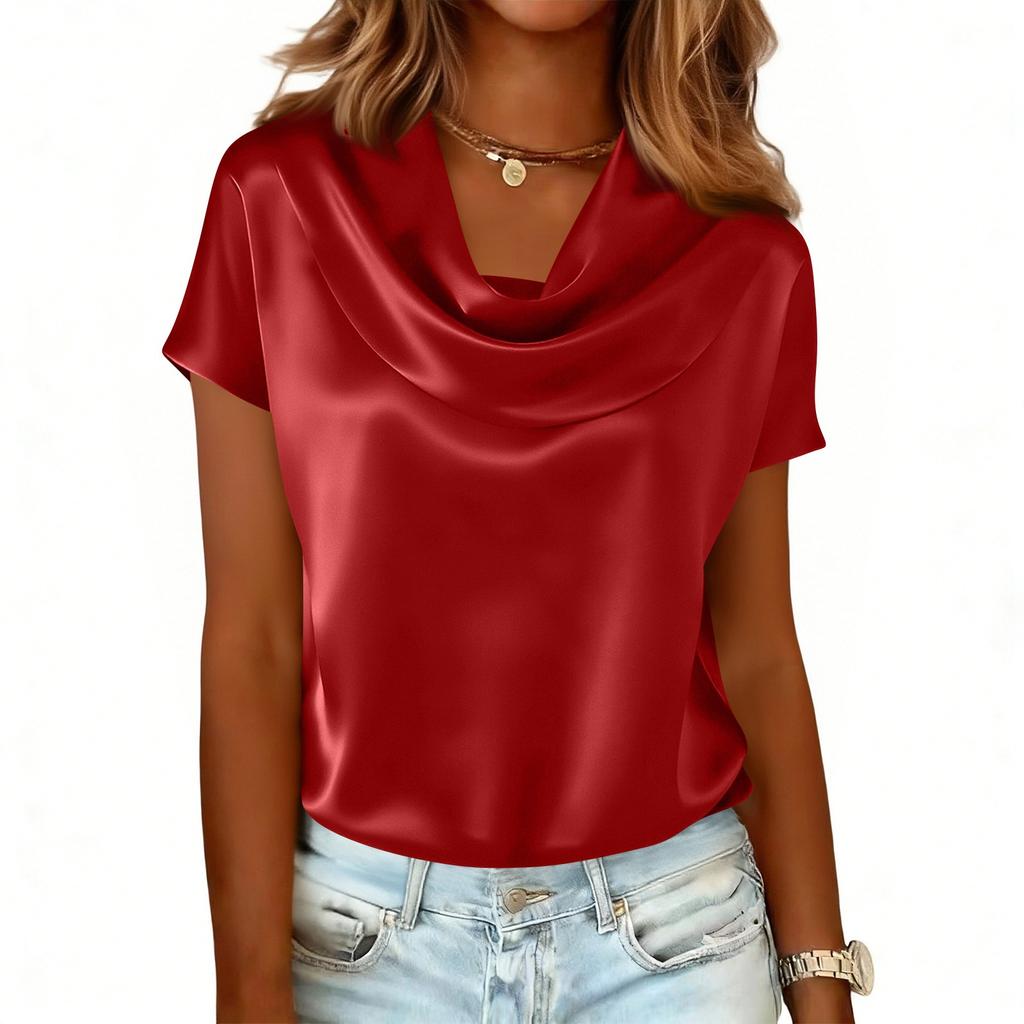 Top casual colorat pentru femei, cu mânecă scurtă