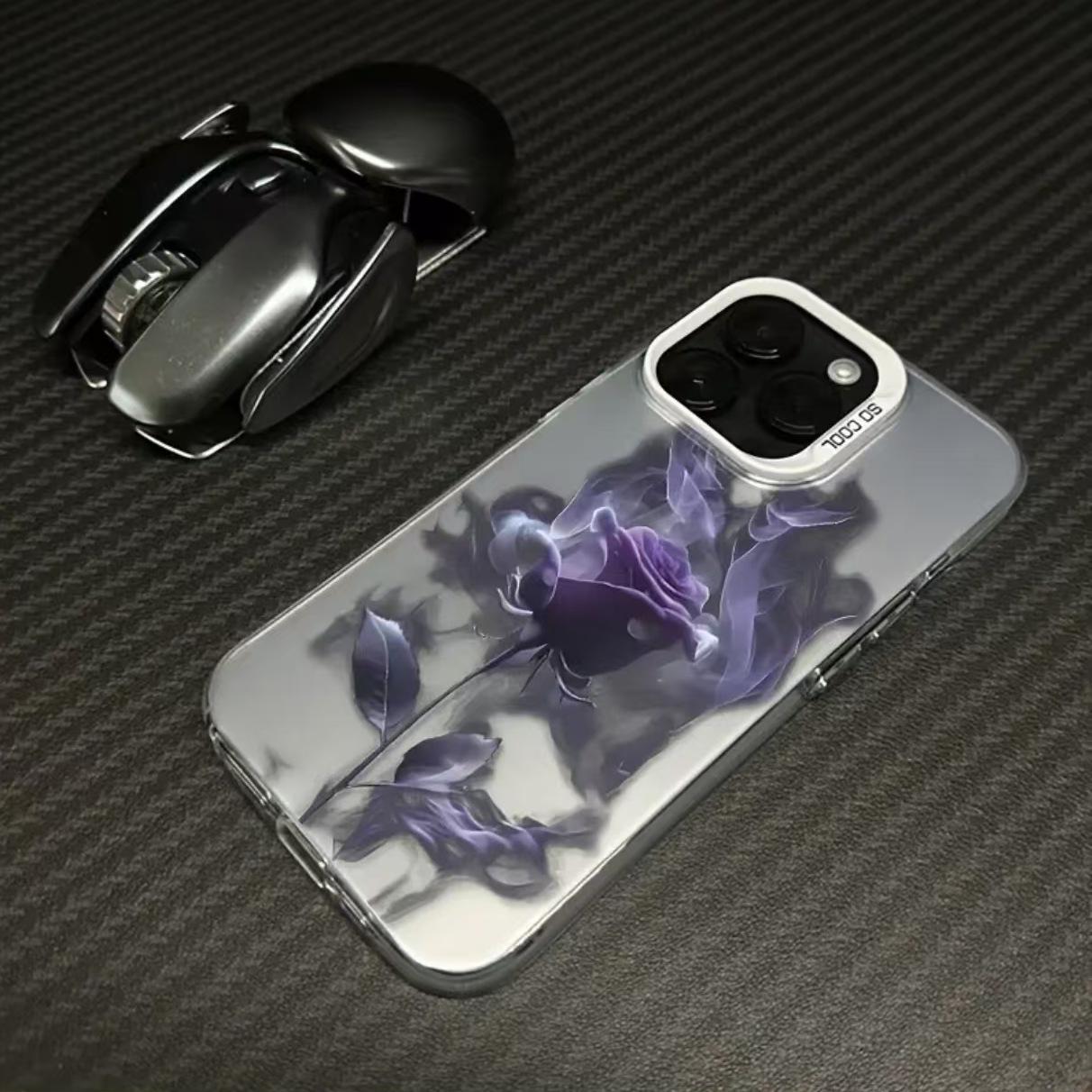 

Purple Rose Silver Shell Phone Case for Apple 16/15/14Pro/15ProMax/13/12 11 Pro Max