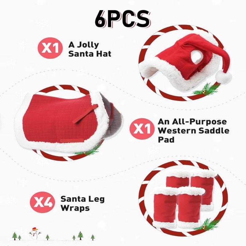 Adjustable Christmas Themed Equine Protective Gear Weatherproofed Enhances Safety During Outdoor Activity