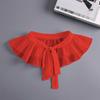 Spring/Summer 2025 Chiffon Pleated Shawl with Lace Ruffle & Peter Pan Collar for Girls