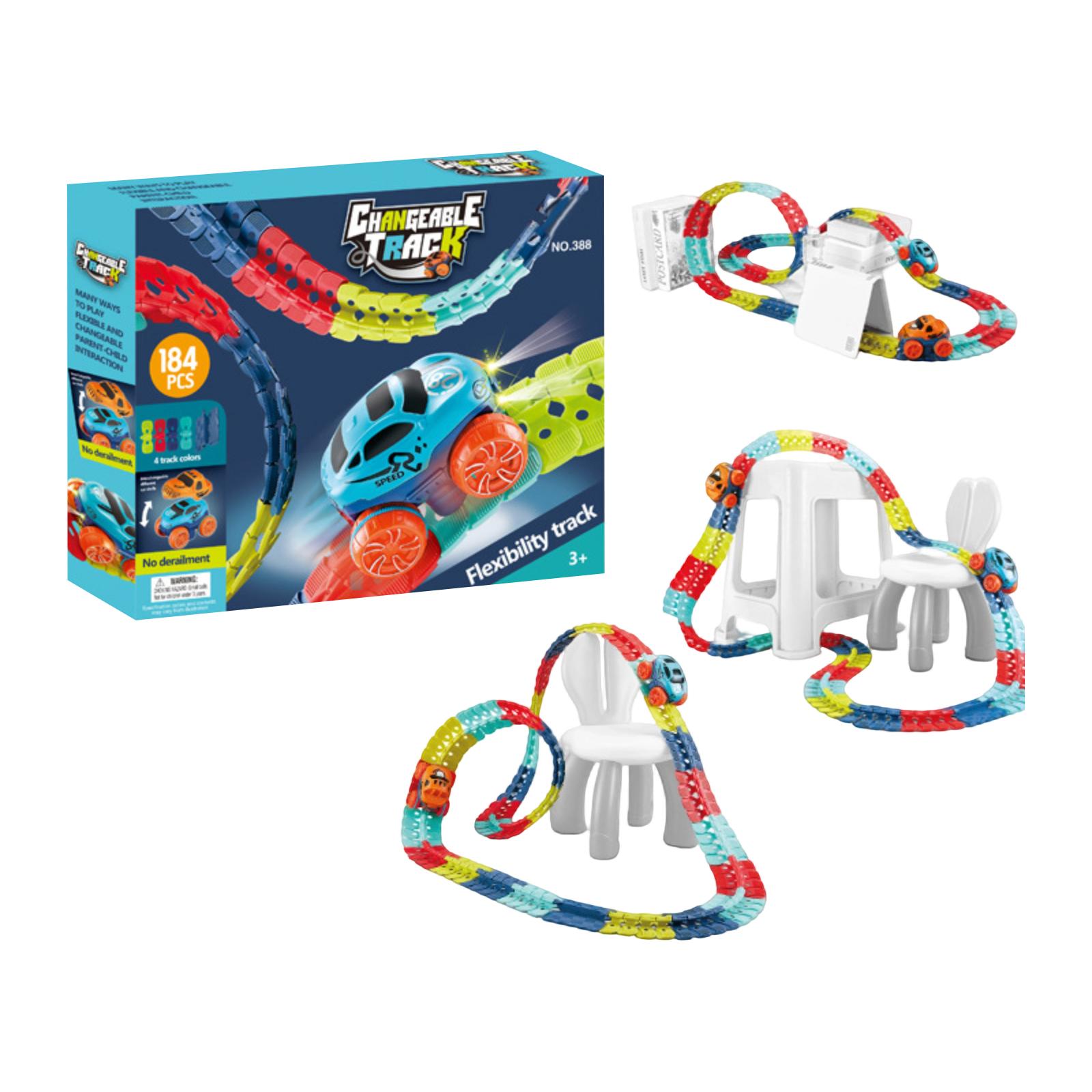 

184PCS Flexible Building Track Set Changeable Track DIY Roller Coaster Toy Compatible with Multiple Configurations Ages 3 Plus One Size