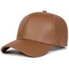 Unisex PU Leather Hat Autumn Winter Solid Color Adjustable Snapback Cap Korean Fashion Couple Baseball Cap