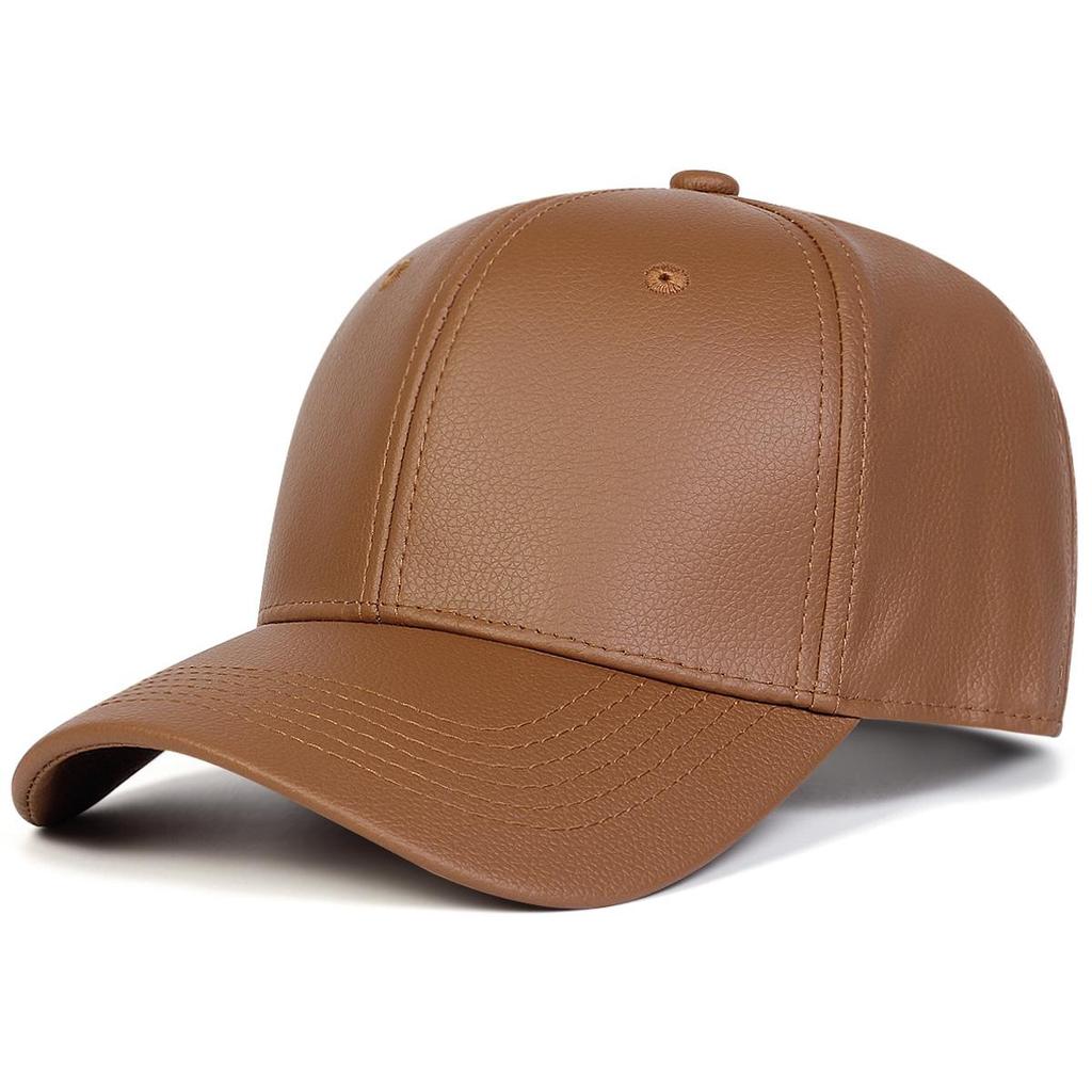 Unisex PU Leather Hat Autumn Winter Solid Color Adjustable Snapback Cap Korean Fashion Couple Baseball Cap