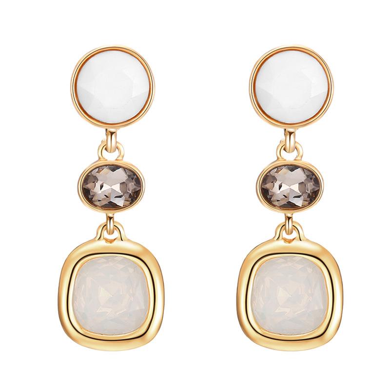 Statement Without Piercing Clip On Earrings Long Geometric Ear Clips for Women Luxury Wedding Rhinestone Gold Earring