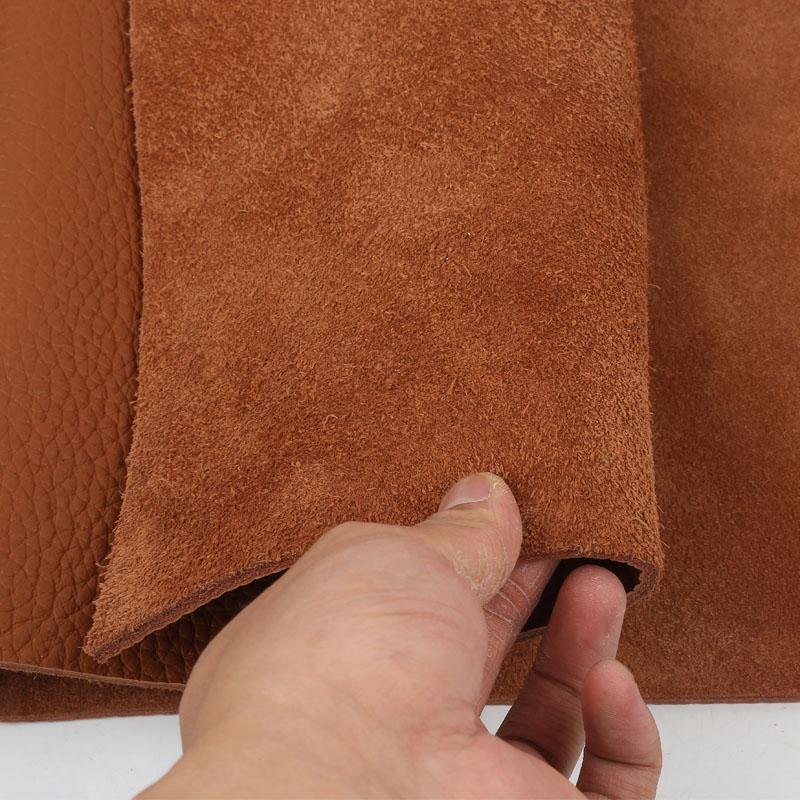 3.5mm thick head layer cowhide leather material, real leather fabric, soft bag, sofa cushion, cooling mat mattress, brown leathe