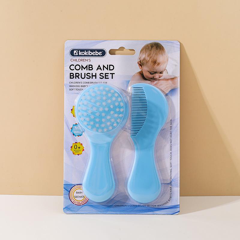 Baby Nylon Comb & Brush Set - Soft Bristle for Bathing & Head Care