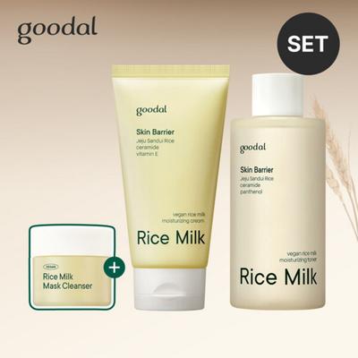 Vegan Rice Milk Toner + Cream Special Set (Toner + Cream + Pack Cleanser Mini), 1 Piece