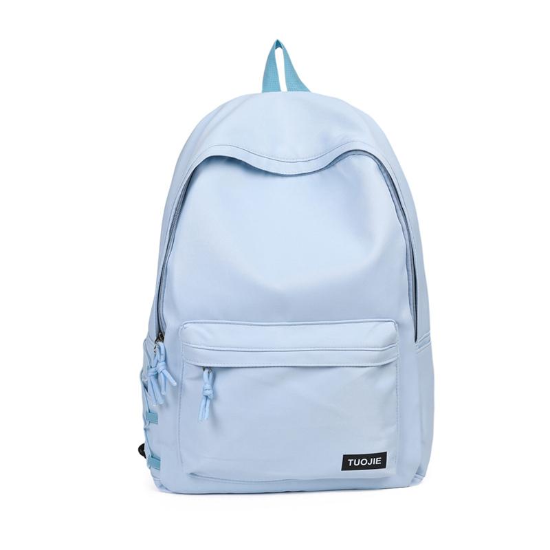 Women Lightweight Waterproof Backpack Solid Color Student Schoolbag