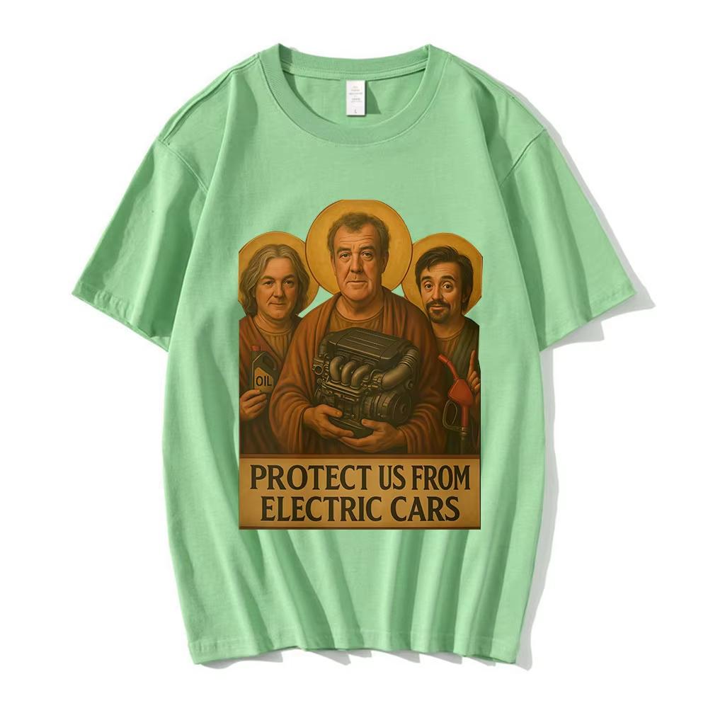 Jeremy Clarkson Beschütze uns vor Elektroautos Lustiges Meme Grafik T-Shirt Unisex Damen Lässig Baumwolle Übergroße T-Shirts Streetwear