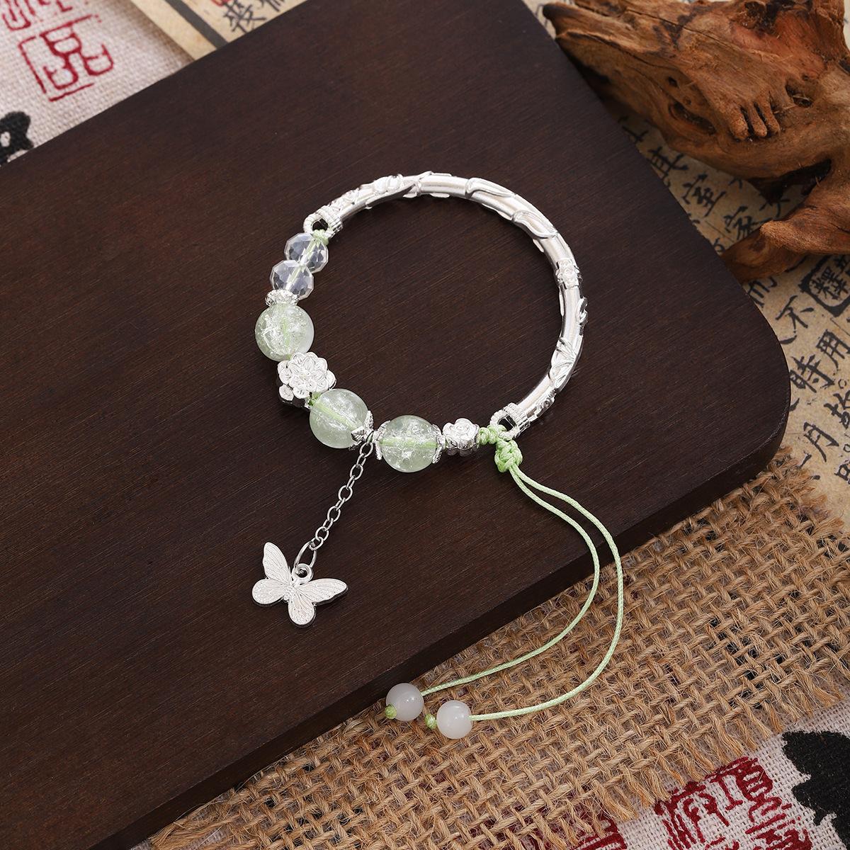 

Dream Gradual Change Flower Butterfly Fringed Bracelet, High Sense Adjustable Travel Commemorative Jewelry