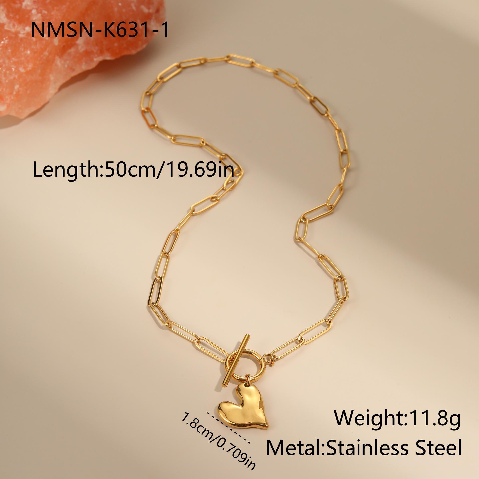 GEMCHIC Women s Irregular Heart Pendant Stainless Steel Necklace & Brace Set Gold/Steel Color Fashion Jewelry