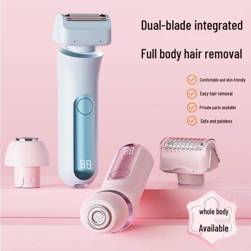 Dual-Head Women's Electric Shaver & Trimmer for Sensitive Areas