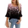 Women's Casual 3/4 Sleeve Tops Summer Square Neck T Shirts Ruffle Loose Fit Tunic Blouses