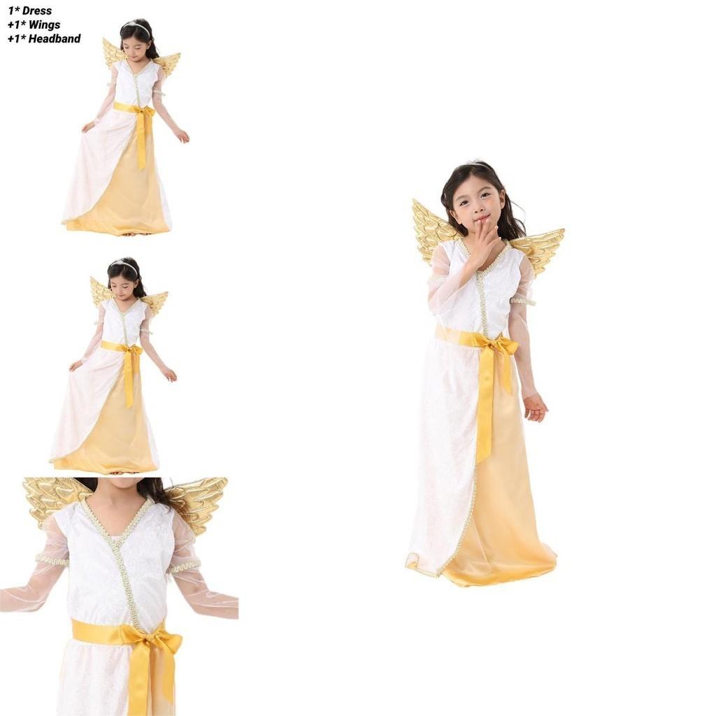 Princess Dress For Girls Elegant White Angel Costume For Children's Performances