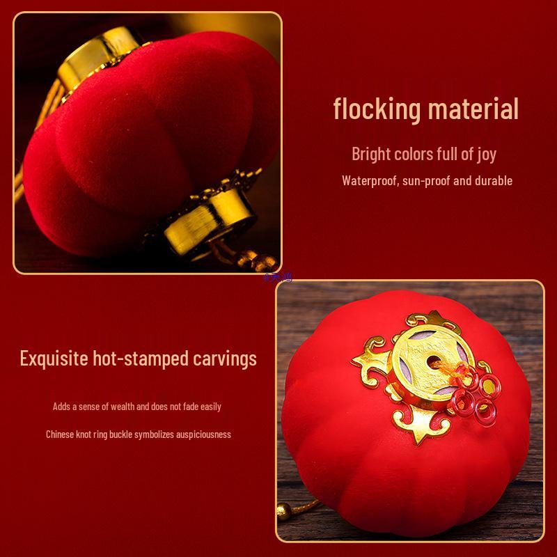 2025 Year of the Snake Flocked Red Lanterns for Outdoor Courtyards - New Year Hanging Ornaments