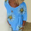 Women Casual Plus Size  Printed Loose Sunflower Tunic Shirt Blouse Tops