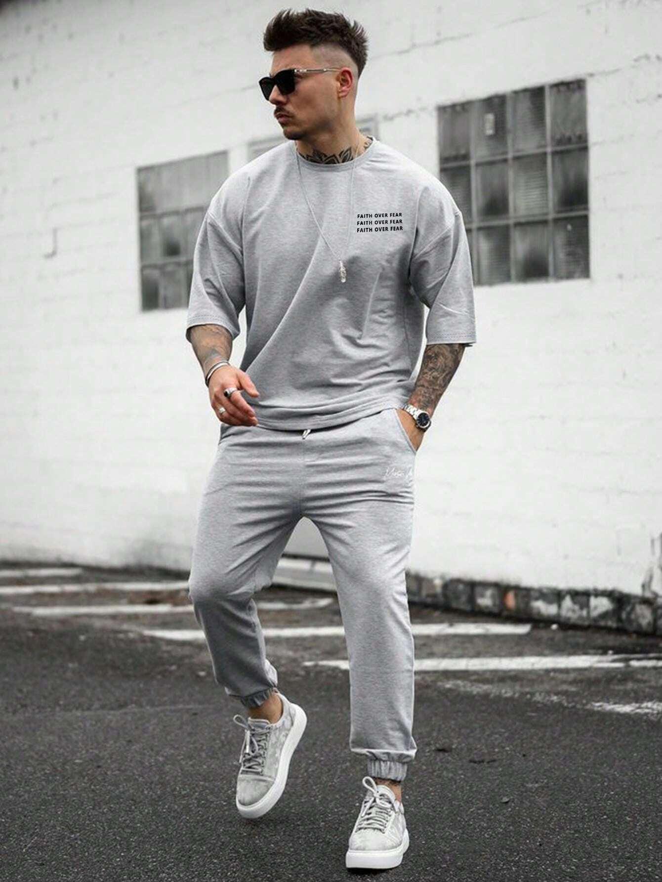 

Вера превыше страха Мужская хлопковая футболка Роскошный бренд Мода Большой размер Топ Повседневная с коротким рукавом Уличная одежда Классическая Новое поступление Футболка 4XL 3XL