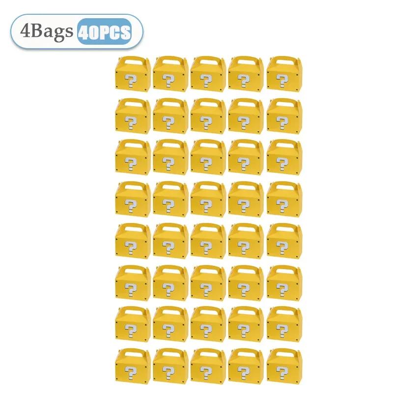 10-80PCS Yellow Question Mark Candy Box with Handle Wedding Favor Gift Box Fold Bread Packaging Bag Birthday Party Decoration