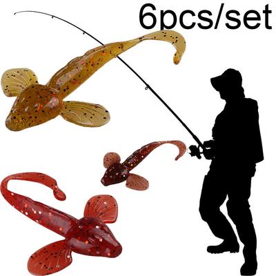 6 Stück/Set Silikon Künstliche Flossen Würmer Fischköder Made Madenköder Jigkopf Weiche Garnele