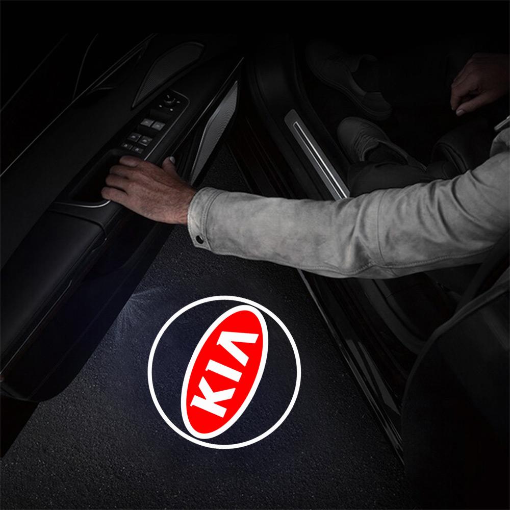 2026 Hot Car Sticker 1/2Pc LED HD Projector Lamp Car Door Wireless Welcome Light For Kia Rio Picanto Sportage Niro Morning Ceed