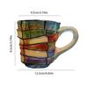 Painted Book Mug 3D Book Stacking Mug Hand-Drawn Literary Coffee Cup for Book Lovers Teachers Librarians Creative Gift