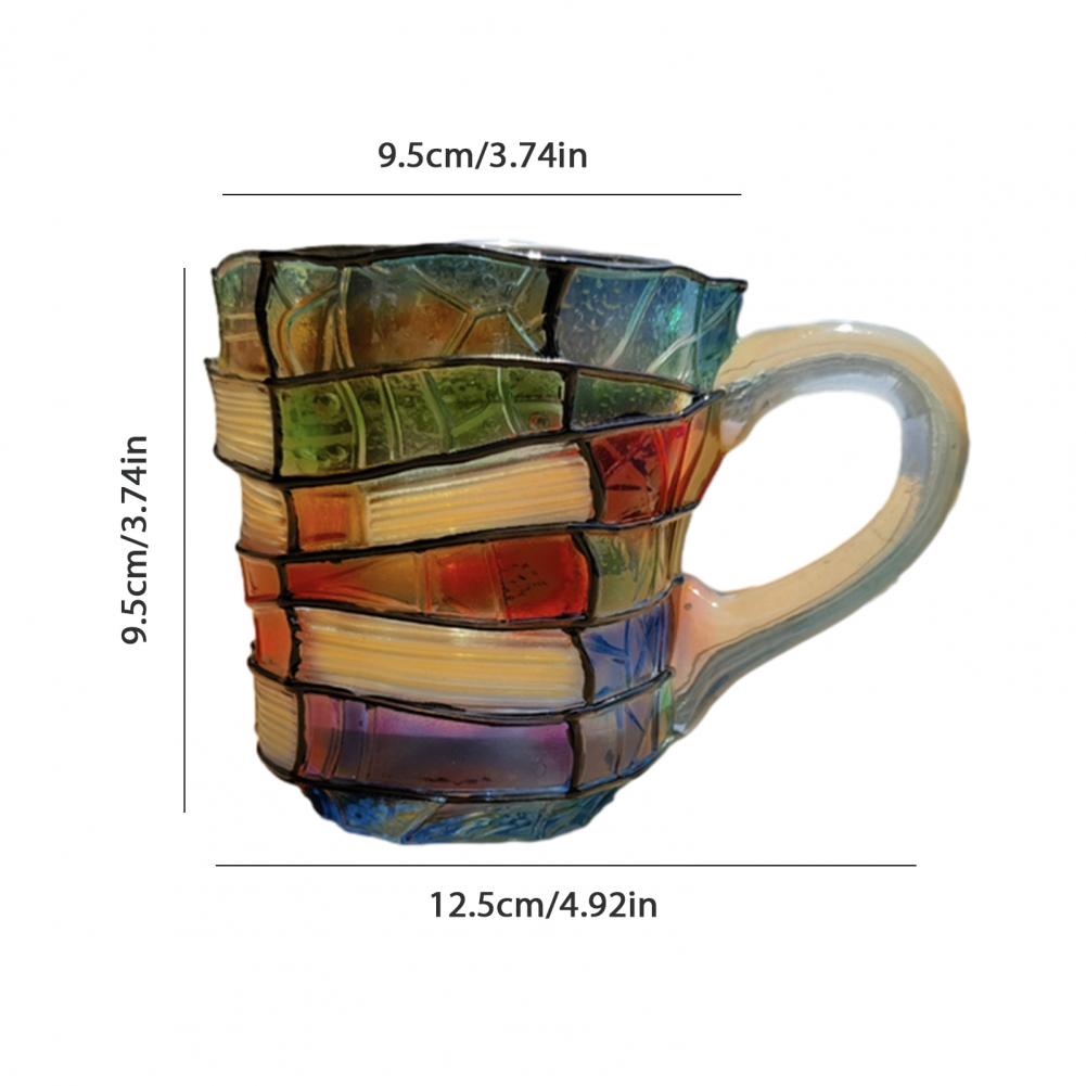 Painted Book Mug 3D Book Stacking Mug Hand-Drawn Literary Coffee Cup for Book Lovers Teachers Librarians Creative Gift