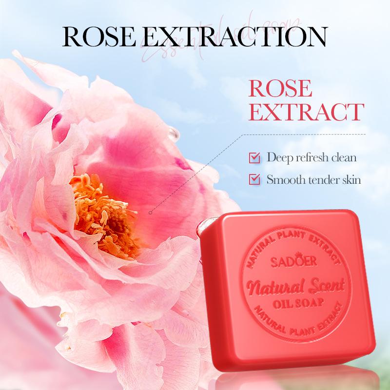 1-Pack Natural Rose Oil Soap - Natural Plant-Based, Deep Cleansing & Moisturizing, Fragrance-Free, Travel Soap Bars, Floral Soap Design, Glycerin Soap