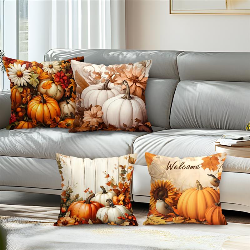 Autumn Pumpkin Cushions Pillowcase Printed Polyester 45x45cm Throw Pillow Cover Decorative Sofa Cushion Pillowslip Home Decor
