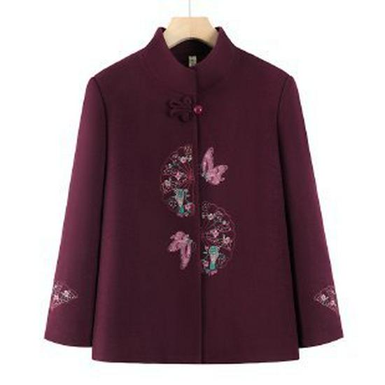 

Stylish Chinese-Style Plus Size Spring Jacket for Middle-Aged and Elderly Women 2XL фіолетовий