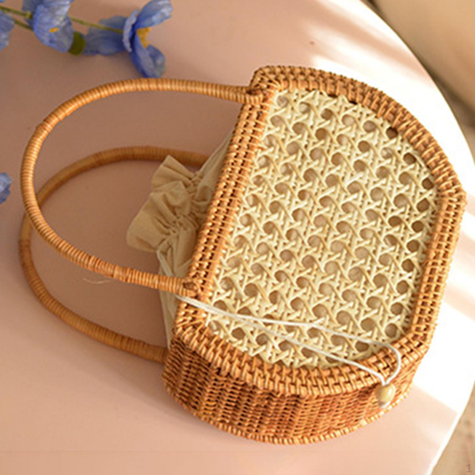 Кошелек для женщин плетеный ротанговый клатч ретро соломенная сумка-тоут Semicircular 3190₽