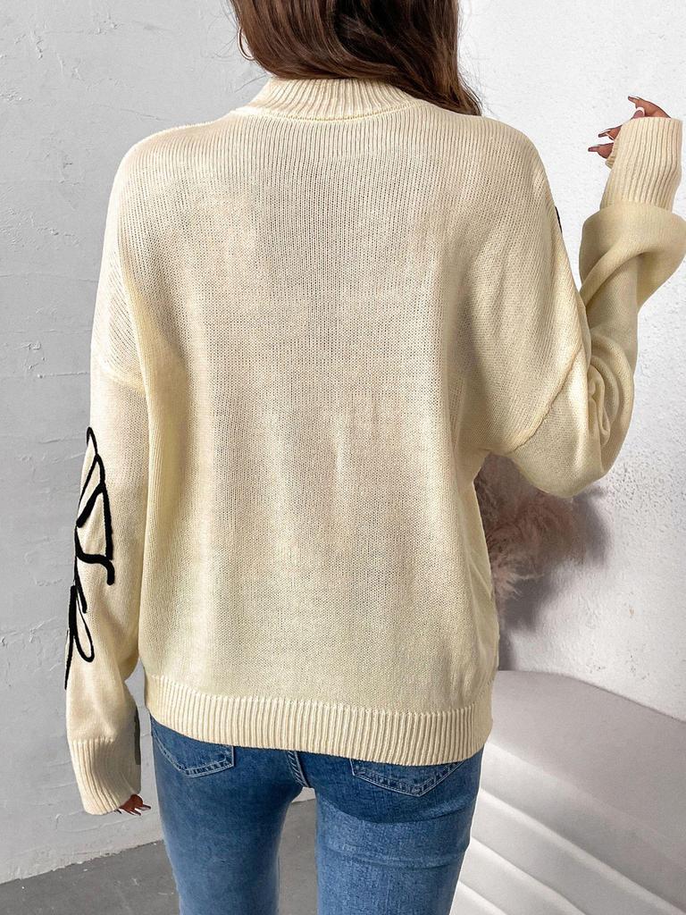 2025 New European & American Autumn Women's Floral Semi-High Neck Sweater
