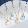 Gold-Plated Titanium Necklace with Colorful Shell Starfish Pendant and Zircon Inlay - High-End Cool Style.