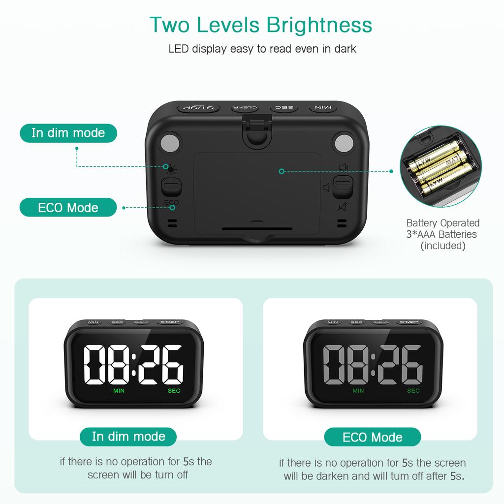 ORIA Magnetic Kitchen Timer for Cooking with Count Up Countdown Digital Timer Battery Powered for Classroom, Teacher, Kids