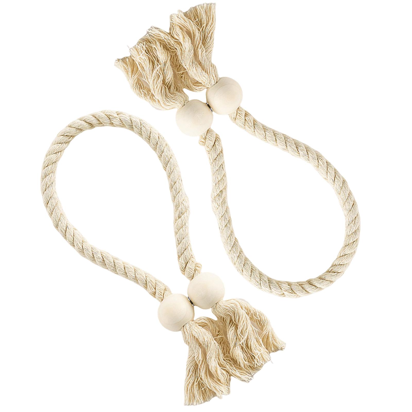 

Магнитные подхваты для штор 2 шт. Плетеные вручную хлопковые веревки с кисточками, деревянные бусины, держатели для штор, домашний декор бежевый