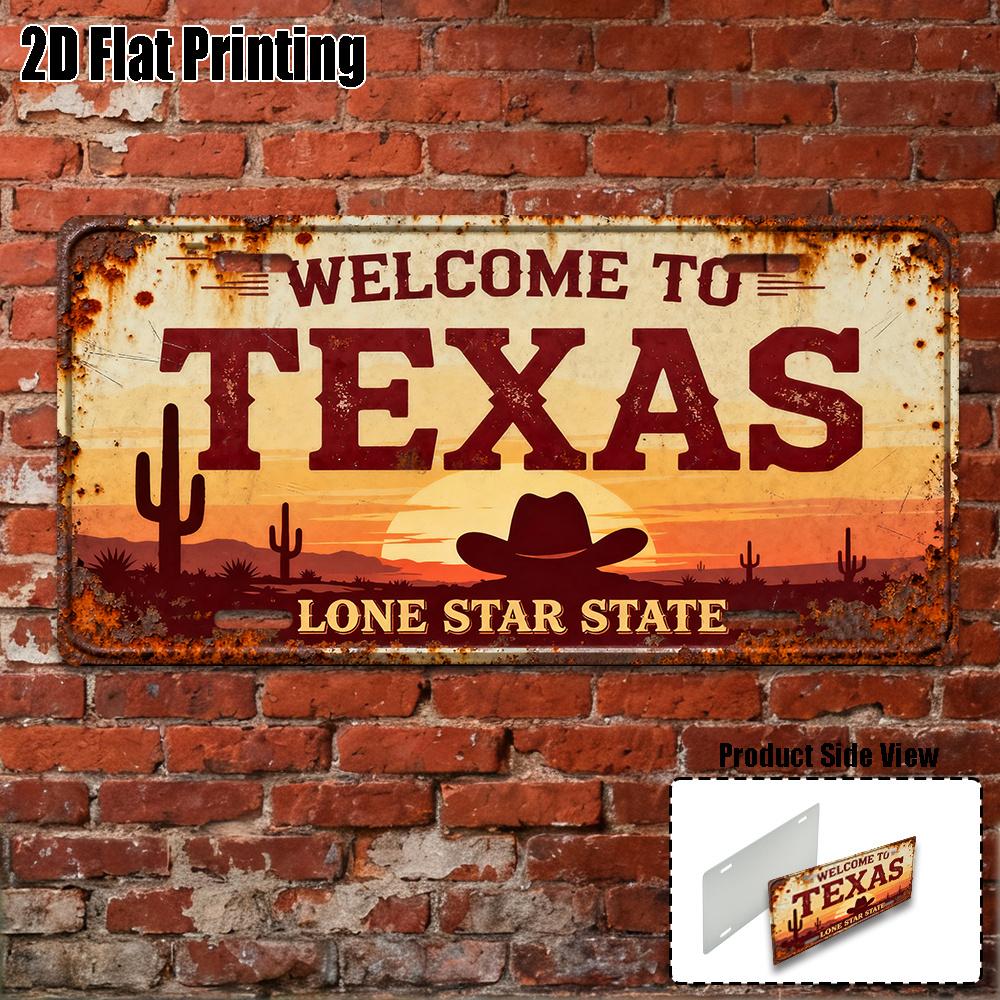 2D Flat Printing, Vintage Sign, Only for decoration, Yard Signs & Wall Art, Texas Sign, American Western Cowboy Style Decor
