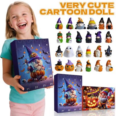 Halloween Advent Calendar 24 Days Halloween Calendar Countdown Pumpkin Gnome Character Doll Model Blind Box Toy