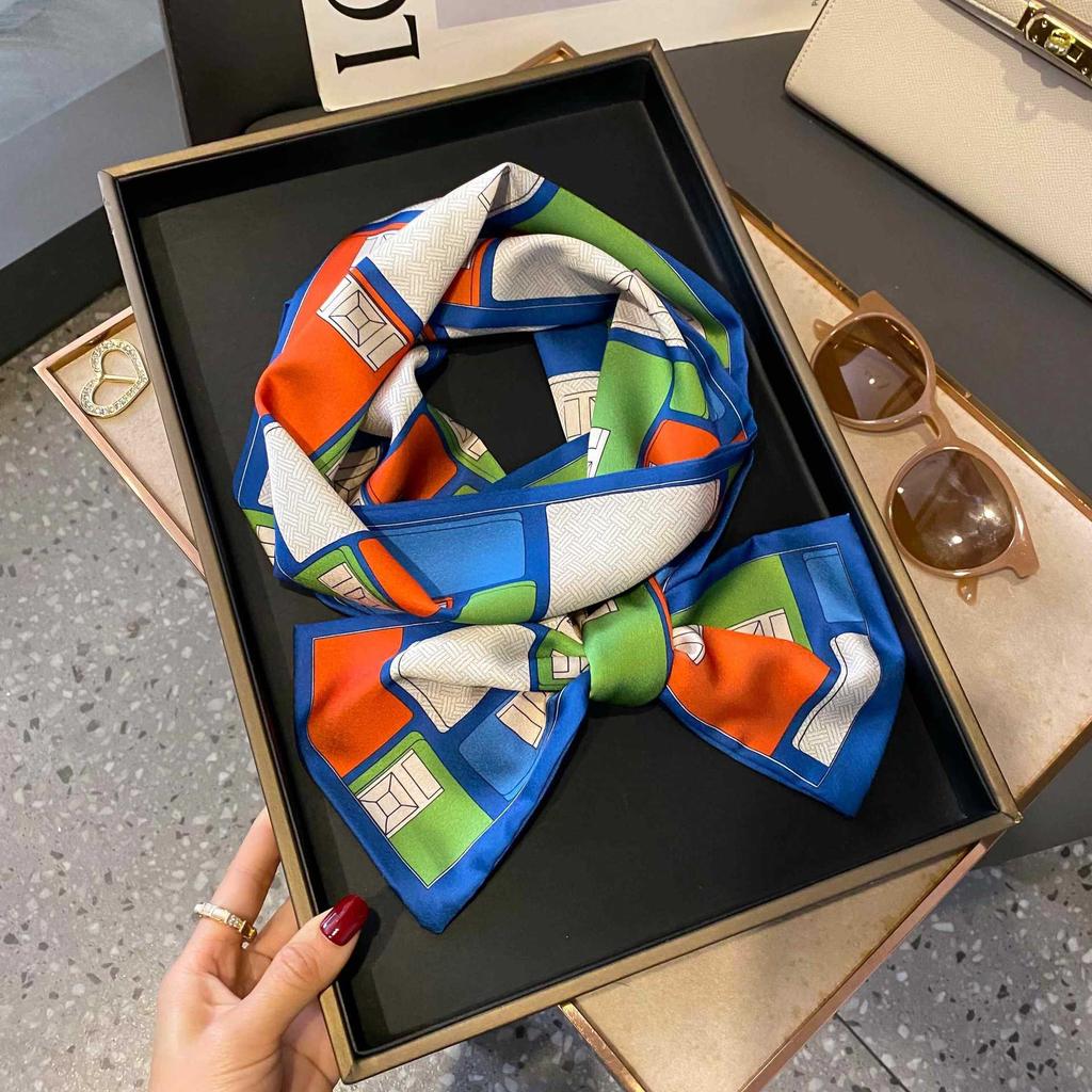 Small Silk Scarf Women's Spring and Autumn Thin Korean Version Versatile Thin and Narrow Long Scarf Tied Hair Temperament Square Scarf with Suit Shirt