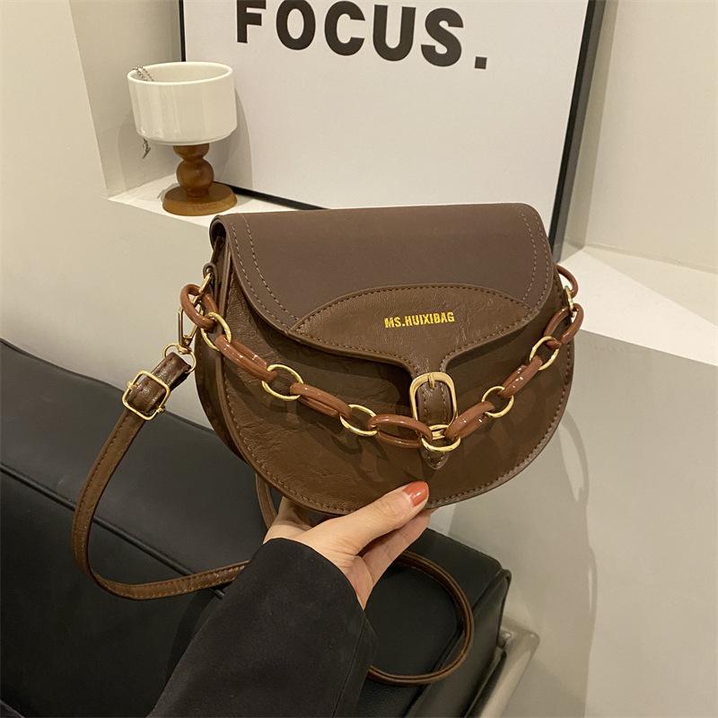 

This year s popular fashion bag women s 2024 new solid color casual shoulder bag fashion niche saddle bag messenger bag