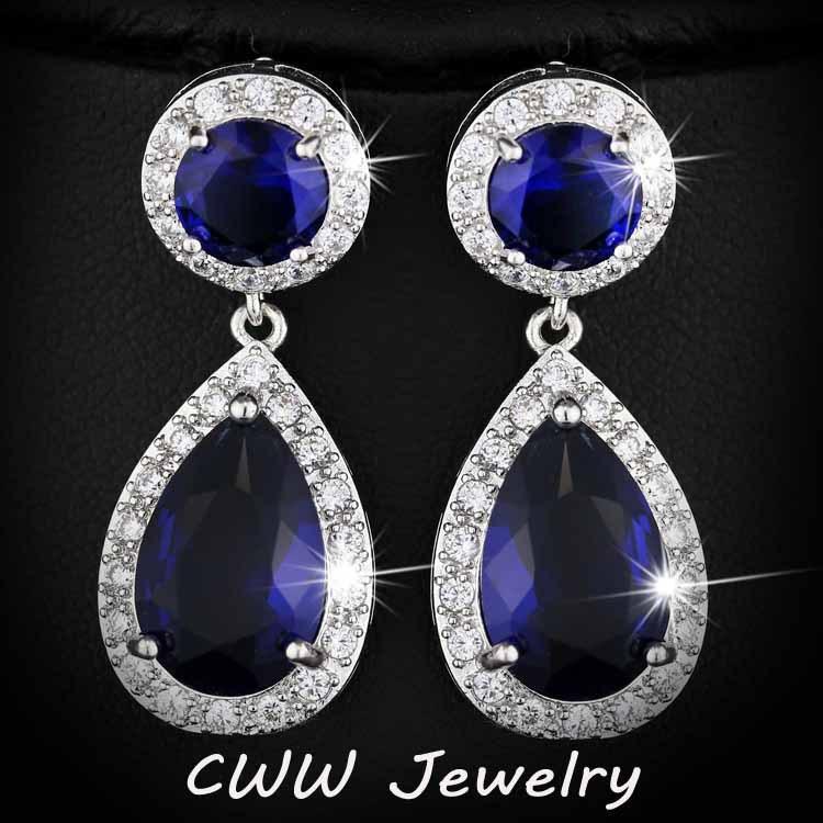 

Ircons Brand Classic Red Purple Green 2.8 Carat Large CZ Crystal Long Drop Earrings for Women Fashion Zirconia Jewelry CZ014 синій