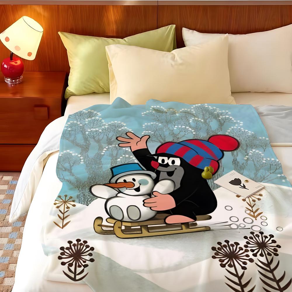 Cartoon T-The L-Little M-Mole Throw Flannel Throw Blanket, Lightweight Cozy, Durable Washable Cute Cool