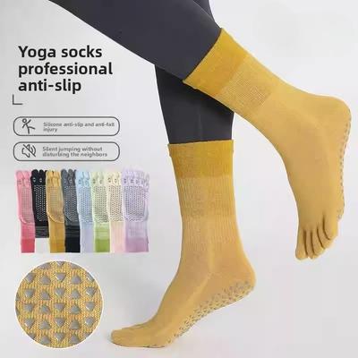 Pure Cotton Anti-slip Yoga Socks, Pilates Socks, Dopamine Five-finger Socks, Mid-calf Warm Floor Socks, Toe Socks for Women