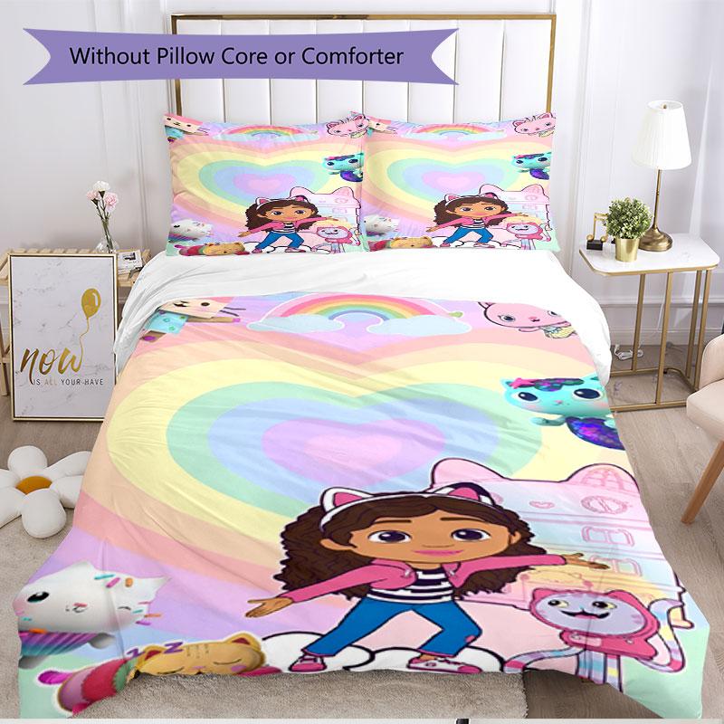 3pcs Duvet Cover Set (1*Duvet Cover + 2*Pillowcase, Without Core), Gabby's Dollhouse Print Soft All‑Season Bedding Set, Home Bedroom Decor Gift