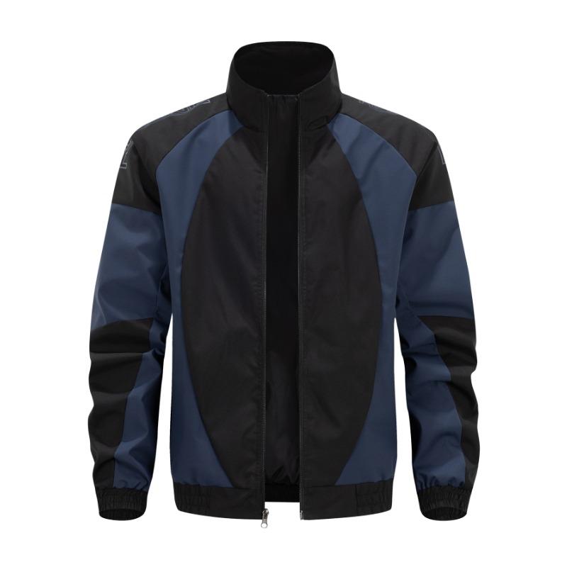 Men's Clothing Sports and Outdoor Casual Loose and Versatile Spliced Stand-up Collar Jacket Tops