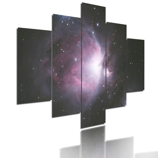 Helles Galaxie-Poster, Nebel, Weltraum, Universum, Wolken, Leinwandgemälde, 5-teilig, modulares Bild, Druck, Sternenhimmel, Wandkunst, Heimdekoration