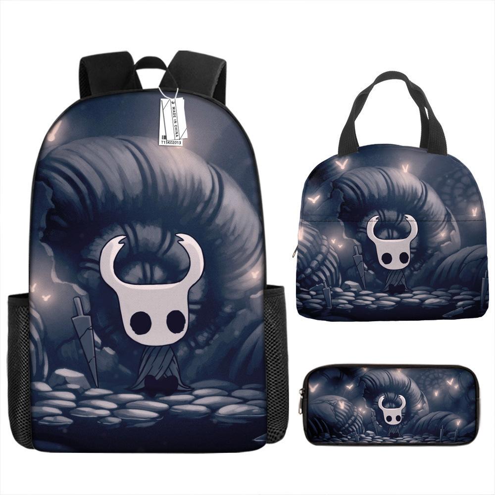 Luxusní Novinka Kreativní Cool Nový Hollow Knight 3D Tisk 3ks/Sada žák Školní tašky Batoh na notebook Denní batoh Batoh Taška na oběd Pouzdro na tužky