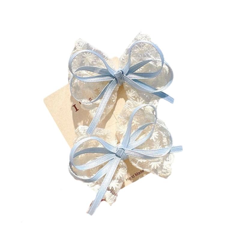 Gothic Bows Hair Clip 2000s Trend Side Clip Bows Lace Graceful Bowknot Balletcore Photo Props
