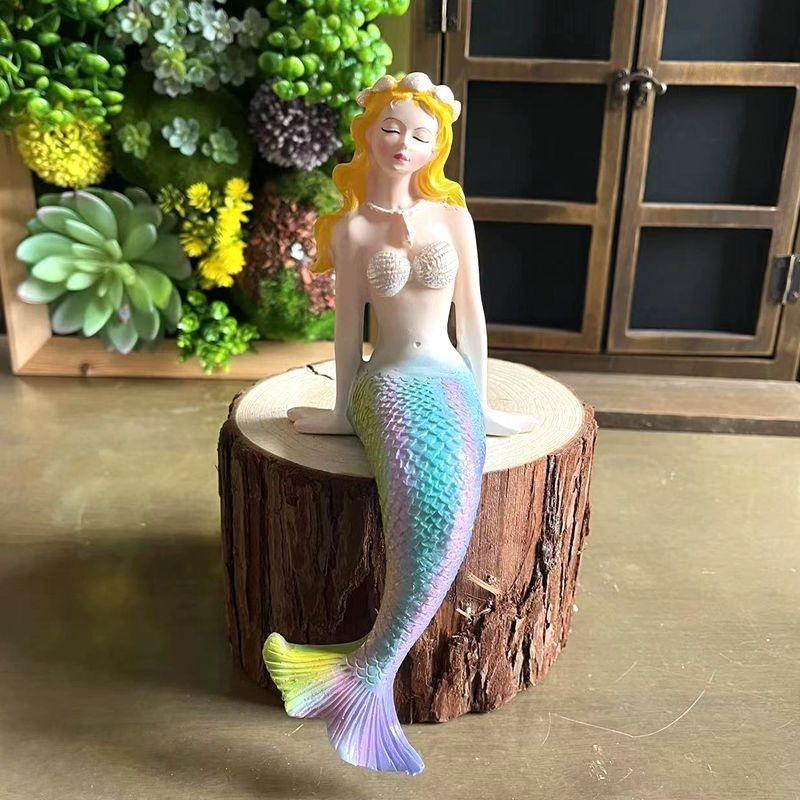 Fish tank landscaping Mermaid Garden Terrace Garden Decoration Desktop Home Resin Ornament Pool Balcony Decoration