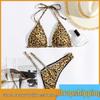 Leopard Print Rhinestone Bikini - European and American Sexy Split Swimsuit