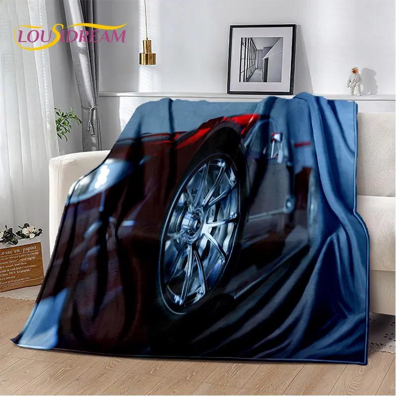 Samochód sportowy Concept Car miękki pluszowy koc, flanelowy koc rzut koc do salonu sypialnia kanapa z funkcją spania narzuta na piknik Bettdecke